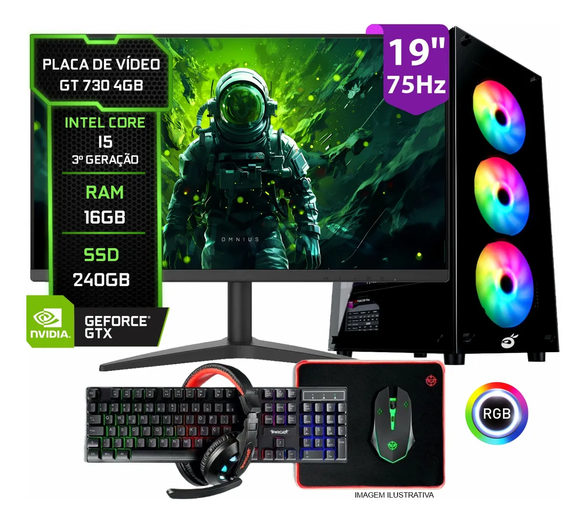 Pc Gamer Completo Setup Ninja Shadow Ii, Intel Core I5, 16gb Ram, Ssd 240gb, Placa Vídeo 4gb
